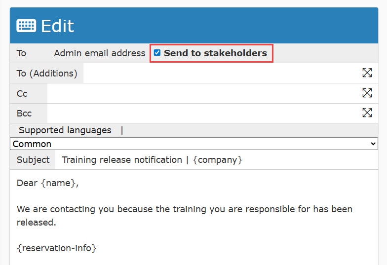 Email settings - Training function